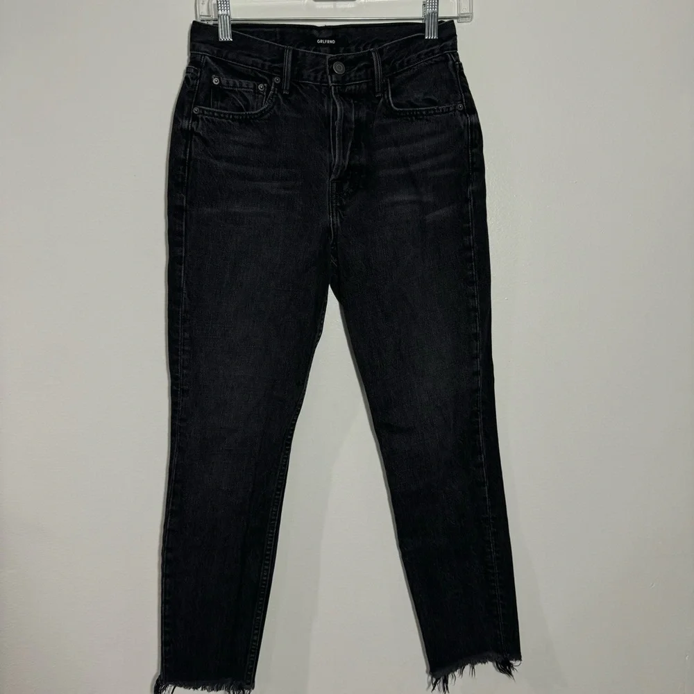 GRLFRND Karolina‎ Skinny High Rise In Hold Up Black Button Fly Raw Hem Size 25